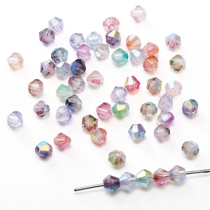 Cuentas de Vidrio Bicónicas con Revestimiento de Aurora Boreal Cuentas de Cristal Facetadas para DIY Pulseras Collares Joyería