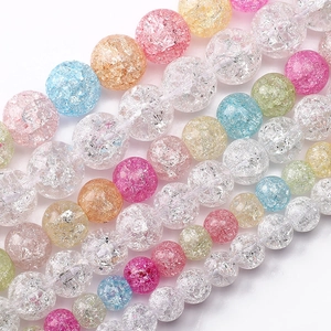 Perles en verre craquelé coloré pour bijoux DIY bracelets et colliers faits main