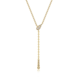 Elegante Y-Halskette aus 925er Sterlingsilber vergoldet mit Moissanit-Tropfenanhänger