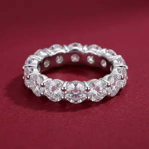S925 Sterling Silver Moissanite Eternity Band Ring For Women Men Minimalist Moissanite Ring With GRA Certificate Gift Box Fashion Jewelry