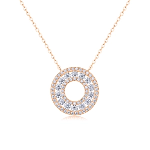 Collier élégant en argent sterling S925 or rose avec pendentif rond en moissanite