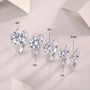 S925 Sterlingsilber Ringe mit runden Labor-Diamanten von 0.5ct bis 5ct Karat Größe