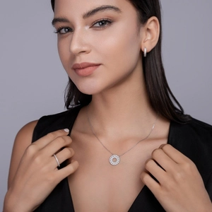 Parure de bijoux en argent sterling S925 avec moissanite collier boucles et bague
