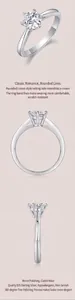 Detail view of S925 silver ring featuring classic six-prong round brilliant setting
