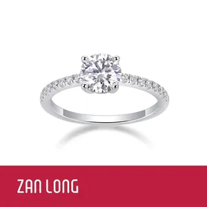 Luxury 925 Sterling Silver Moissanite Lab Grown Diamond Ring Platinum Plated Round Cut Engagement Wedding Jewelry With GRA Certificate For Women