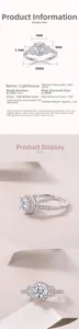 Detalle del anillo de Moissanita de 1,0 ct en plata S925 con engaste halo