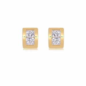 S925 Sterlingsilber Moissanit Ohrstecker Quadrat Oval Schliff Vergoldet GRA Zertifiziert Für Damen Luxusschmuck Geschenk