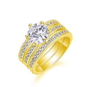 Detailed side view of S925 silver stacked rings with moissanite and pave setting
