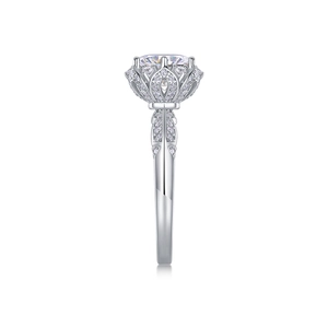 Bague de mariage en argent S925 avec moissanite et design de couronne de lotus pour femme
