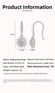 Detailansicht der S925 Silber langen Ohrringe mit Maßen von 22mm x 9,1mm x 4,6mm
