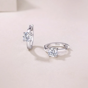 Klassische 0,5ct runde Labor-Diamant S925 Silber Creolen mit 18k Vergoldung