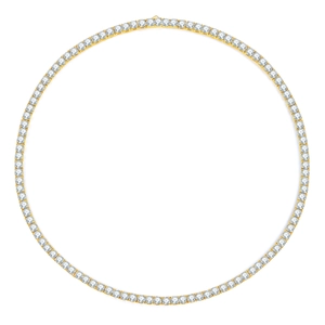 Klassische Tennis-Halskette in Gold mit rund geschliffenen Moissanit-Steinen