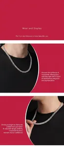 Detailopname van de S925 sterling zilveren Cubaanse schakelketting met moissanite stenen