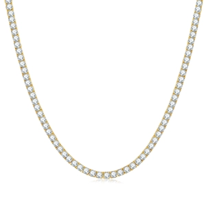 Klassische vergoldete S925 Sterlingsilber Tenniskette mit funkelnden Moissanit Steinen