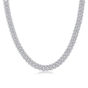 Detailed view of the S925 sterling silver Cuban link necklace with micro-pave moissanite