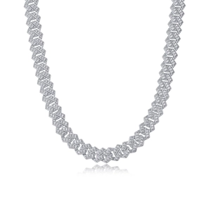 Cadena cubana de lujo en plata de ley S925 con piedras de moissanita brillantes
