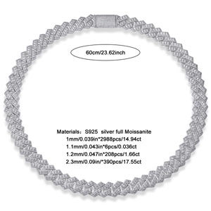 Lujoso Collar de Eslabones Cubanos de Moissanita en Plata de Ley 925 Con Certificado GRA para Hombre Mujer Hip Hop Iced Out Color D VVS1 Joyería
