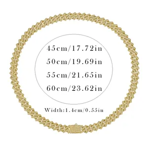 Chaîne cubaine hip hop en argent S925 avec moissanite en plusieurs tailles