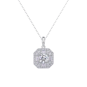 Halskette mit Zucht-Diamantanhänger in Quadratform aus S925 Silber vergoldet