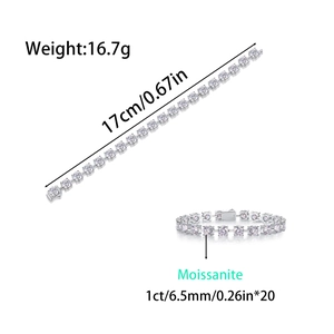 Moissanit Tennisarmband aus S925 Sterlingsilber mit 20 Stück 1ct 6,5mm Steinen besetzt