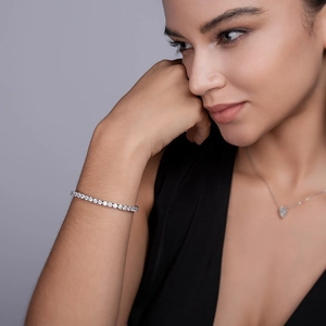 S925 zilveren tennisarmband met moissanite stenen en hartvormige hanger ketting voor