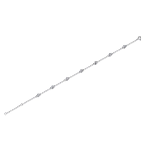 Detailed close-up of S925 silver bubble bracelet with bezel-set moissanite stones