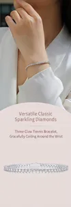 Detailansicht des S925 Sterling Silber Tennisarmband mit dreizackiger Moissanit-Fassung