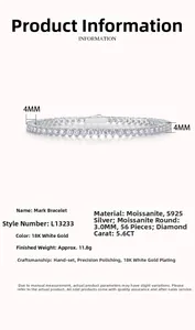 Detail eines 5,6 CT Moissanit-Tennisarmbands aus S925 Sterlingsilber mit 3,0 mm Steinen