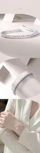 Makro-Detail von S925 Sterling Silber Moissanit Tennisarmband mit Sicherheitsverschluss