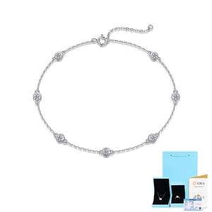 Moissanite bubble bracelet in S925 sterling silver with GRA certificate and gift box