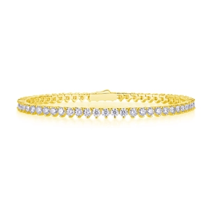 Klassisches S925 Silber Tennisarmband mit Moissanit Steinen und 18k Goldbeschichtung