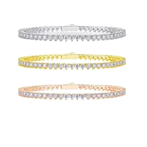 S925 Sterling Silber Moissanit Tennis Armband 18K Weißgold Überzogen Funkelndes Rundschliff Schmuck Mit GRA-Zertifikat Für Damen Hochzeit Bankett Geschenk