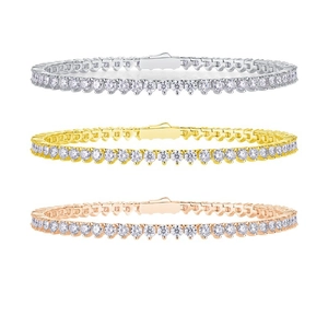 Elegante Moissanit-Tennisarmbänder in Silber, 18 Karat Gold und Roségold-Finish