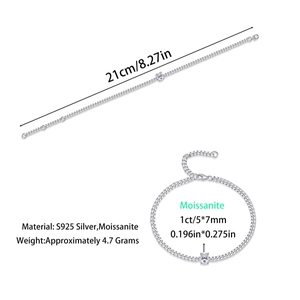 S925 Sterling Silver Moissanite Bracelet For Women Men Oval Cut Moissanite Cuban Link Chain Luxury Jewelry Anniversary Gift With GRA Certificate