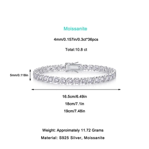 Hip hop βραχιόλι τένις από ασήμι S925 με πέτρες moissanite συνολικά 10,8 ct