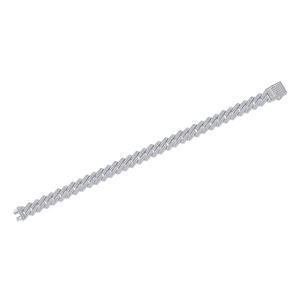Moissanite Cuban Link Bracelet in S925 Sterling Silver with 18K White Gold Plating