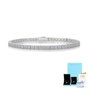 Detail of S925 sterling silver moissanite tennis bracelet with GRA certificate and gift box
