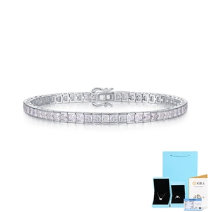 Detailed macro view of S925 silver moissanite tennis bracelet with GRA certificate