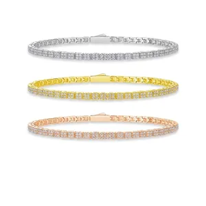 925 Sterling Silver Moissanite Tennis Bracelet For Women 1.6ct Round Cut Inlaid Jewelry Gift With GRA Certificate And Box