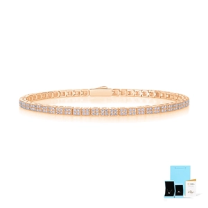 Luxurious double-row rose gold moissanite tennis bracelet with folding safety clasp