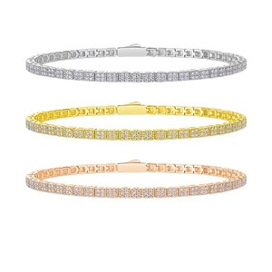 Classic S925 sterling silver moissanite tennis bracelet in silver gold and rose gold