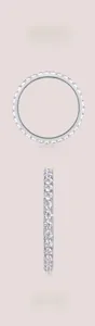 Dual view of S925 silver eternity ring with pavé moissanite stones and lace detail