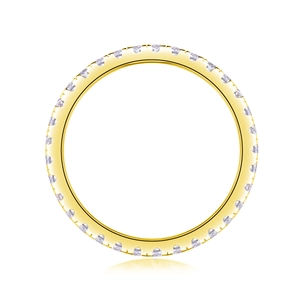 Detailed view of S925 silver eternity ring featuring round-cut moissanite stones