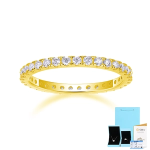 S925 silver moissanite eternity ring with luxury gift packaging and GRA certificate