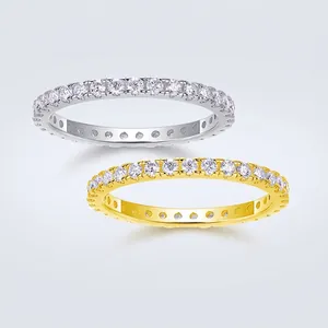 S925 Sterling Silver Moissanite Eternity Ring For Women Men Round Cut Full Circle Inlaid Band Ring Fashion Jewelry Sparkling Gift