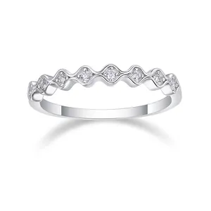 Anello Moissanite in Argento Sterling 925 a Onde per Donna Fascia da Dito Eternity Minimalista Gioielli Matrimonio Anniversario Con Certificato GRA