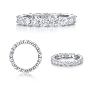 Eternity S925 sterling silver ring with moissanite stones in a multi-claw setting