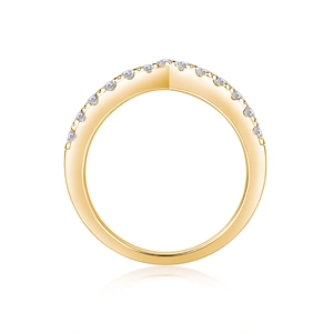 Κομψό δαχτυλίδι V από ασήμι 925 με πέτρες moissanite και χιαστί σχέδιο για γυναίκες