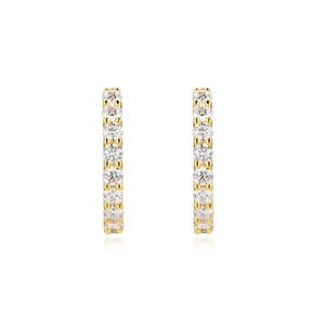 Élégantes créoles en argent S925 plaqué or 18K avec pavé de pierres en moissanite