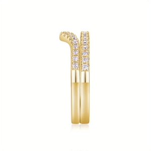 Detail showing 18K gold-plated S925 silver rings with row-set moissanite stones